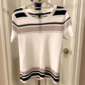 White, Black, & Tan Banana Republic blouse